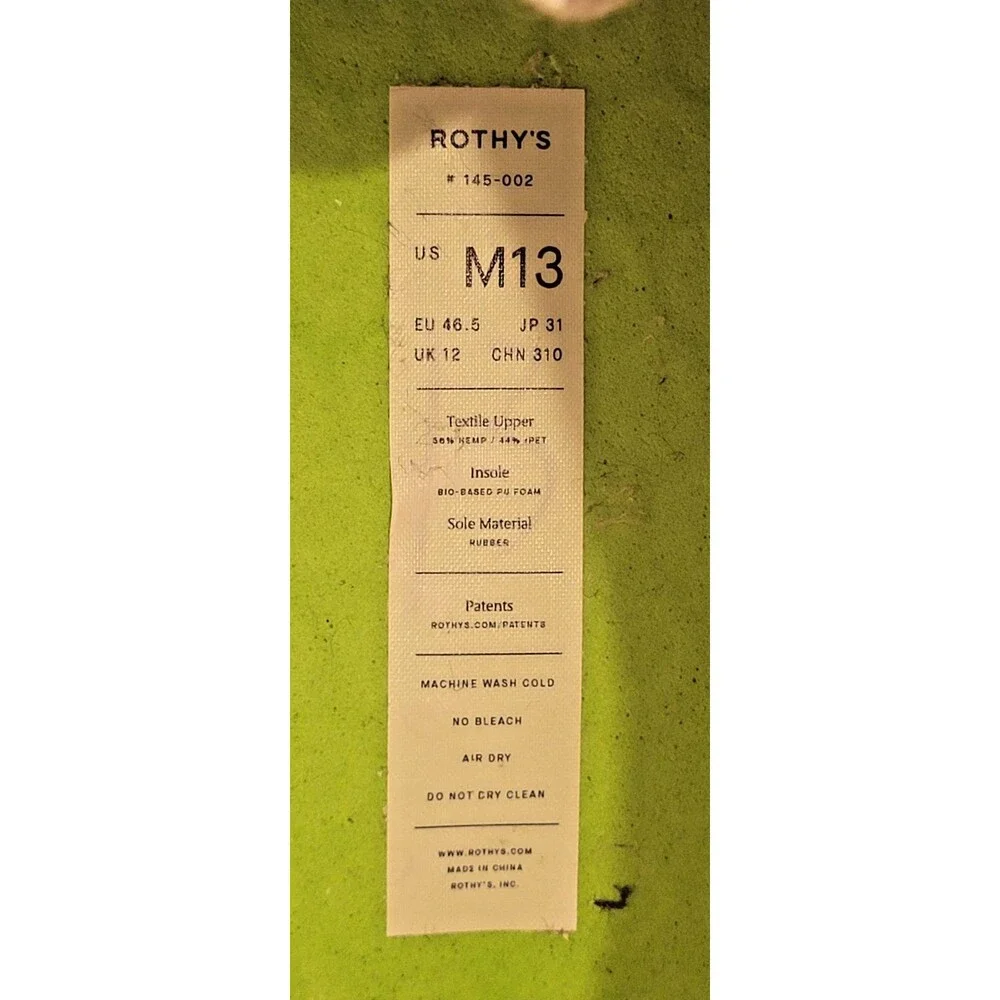 Rothys The Monty Shoe in Sea Grass Sage Green Lace Up Sneaker Mens Size 13 NICE - Picture 3 of 11